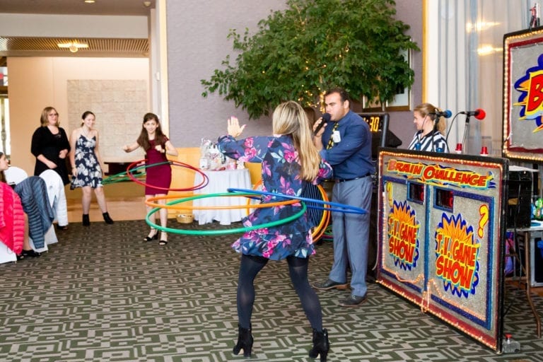 hula hoop during game show brain challenge custom event